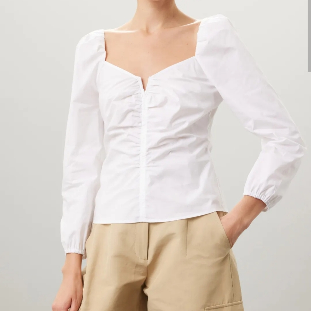 Veronica Beard White‎ Puff Sleeve Blouse